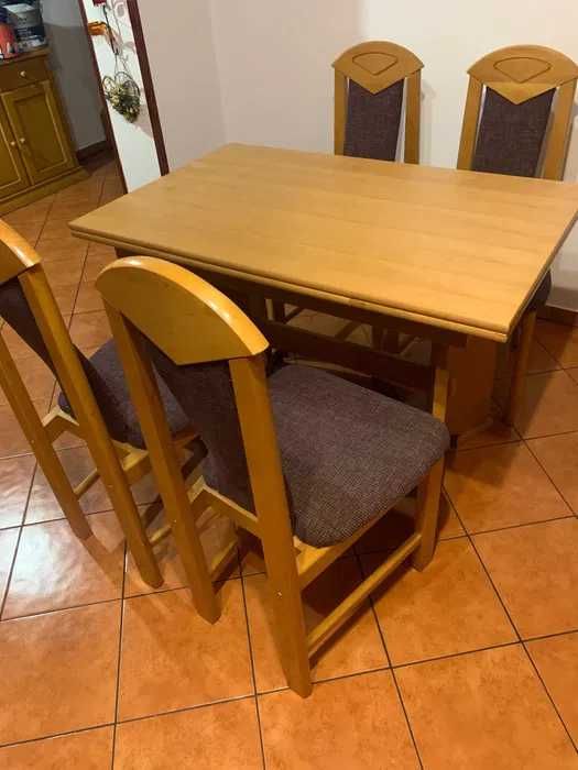 Stół Rozkładany + 4 Krzesła w stanie Idealnym