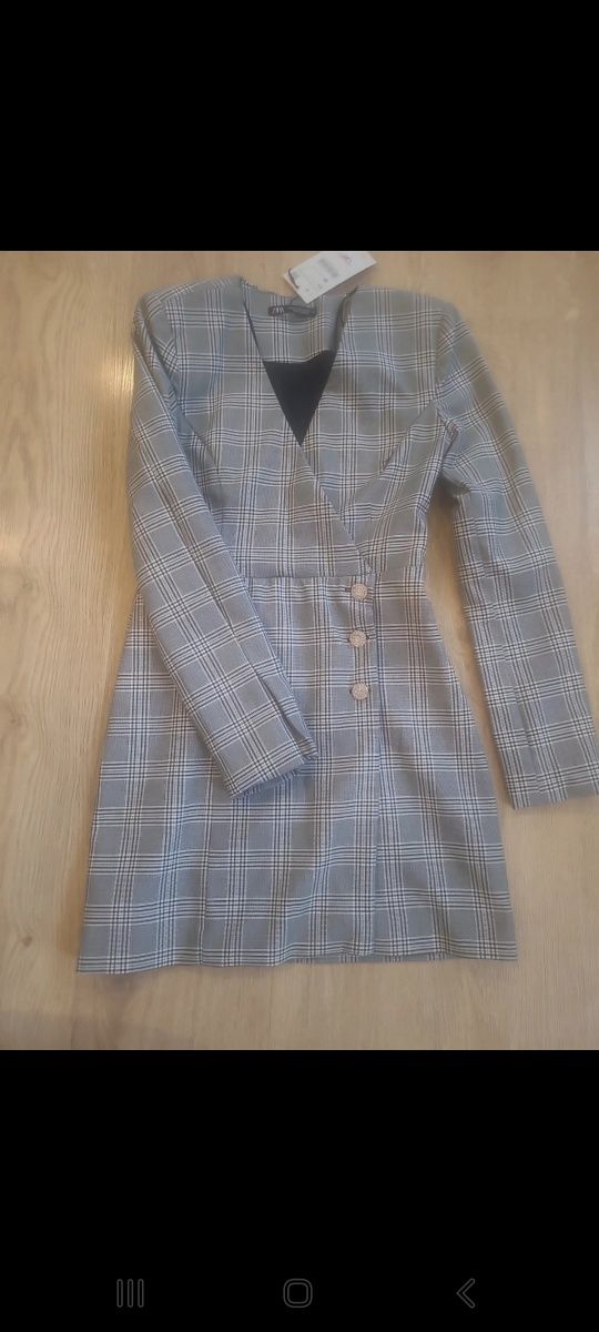 Nowa sukienka w kratkę zara xs, marynarka