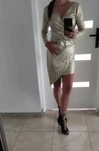 Sukienka złota 36, S, elegancka, seksowna