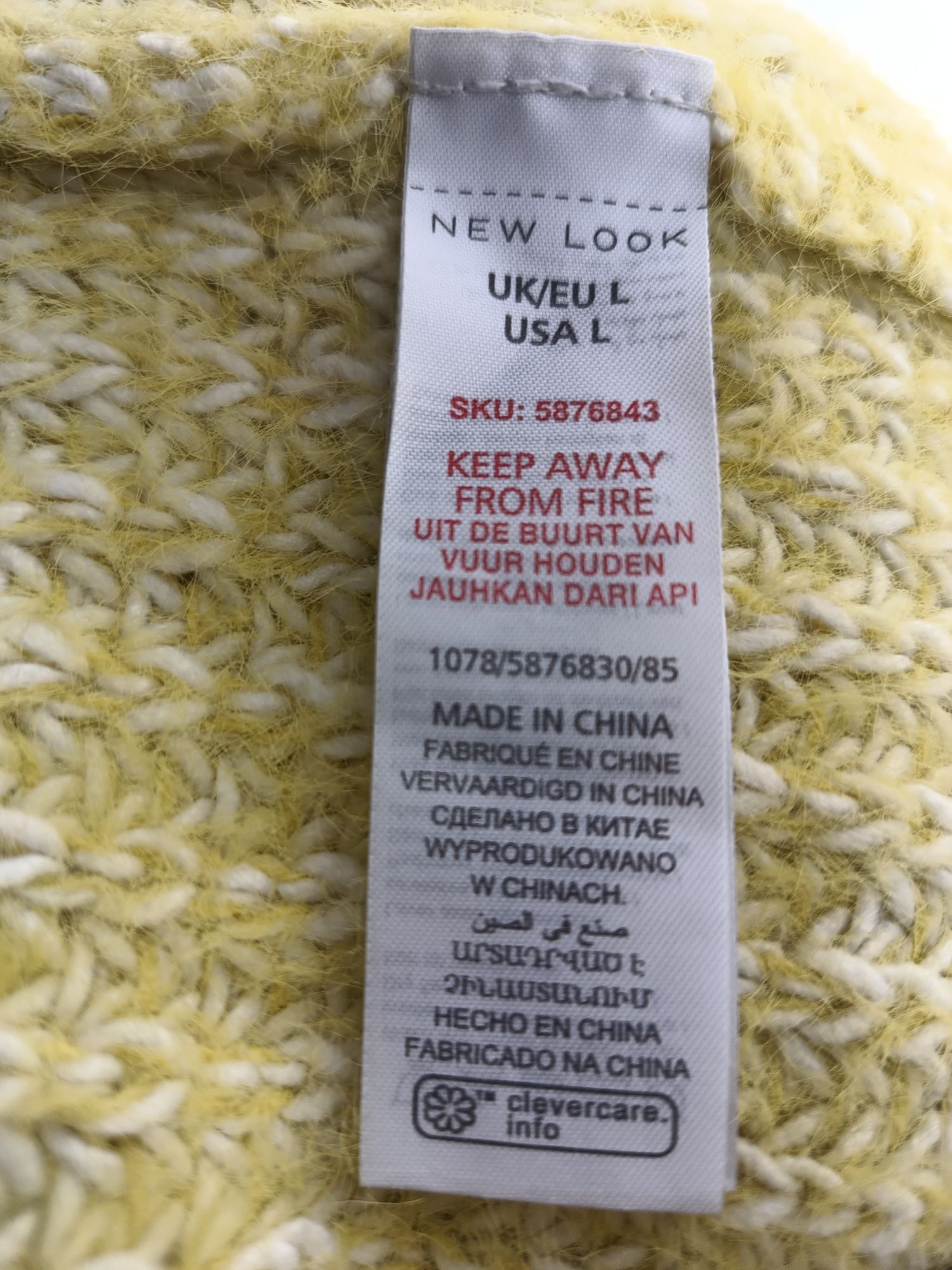 Ciepły, gruby żółty, cytrynowy, żółty sweter damski, New Look L