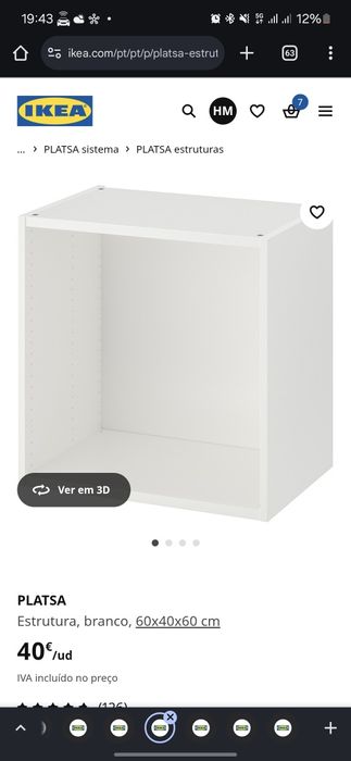 Platsa 60x40x60 branco