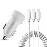 Dudao zestaw samochodowa ładowarka 2x USB 2.4A + kabel przewód USB 3w1