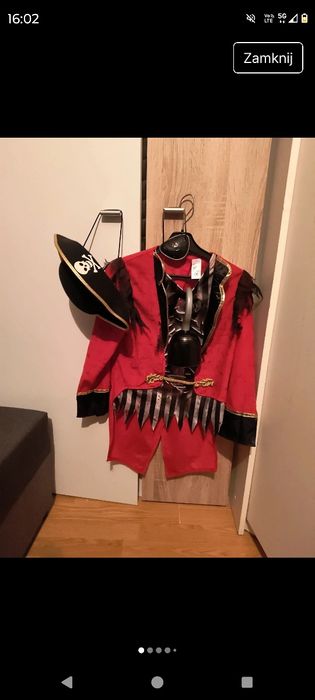 Strój pirata, kapitana haka, r.9-10 lat