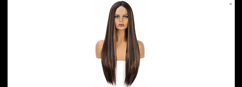 Peruka ciemnobrązowa z blondem,długie,gładkie,peruki dla kobiet