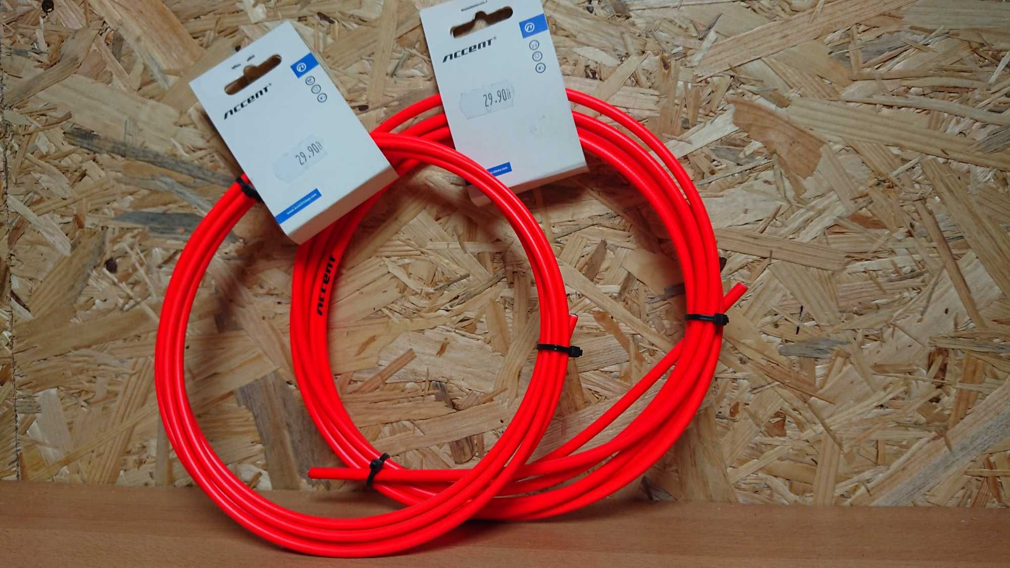 Zestaw pancerzy (hamulcowe+przerzutkowe) ACCENT czerwony fluo