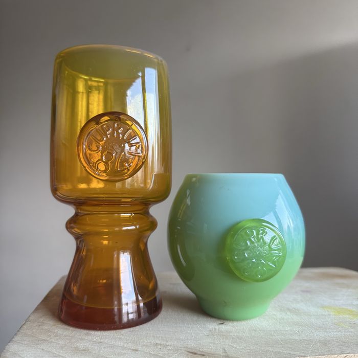 Wazon izolator kubek szklanka zbigniew horbowy sudety miodowy zielony