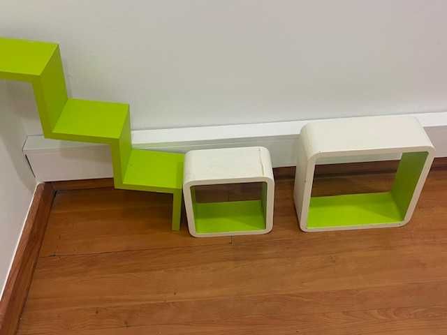 Conjunto de 3 prateleiras verdes