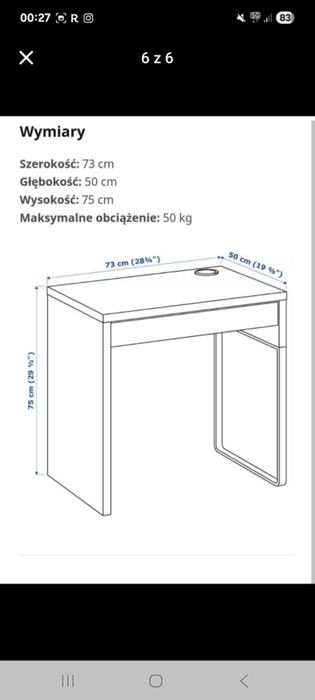 Zestaw biurko i krzesło obrotowe IKEA