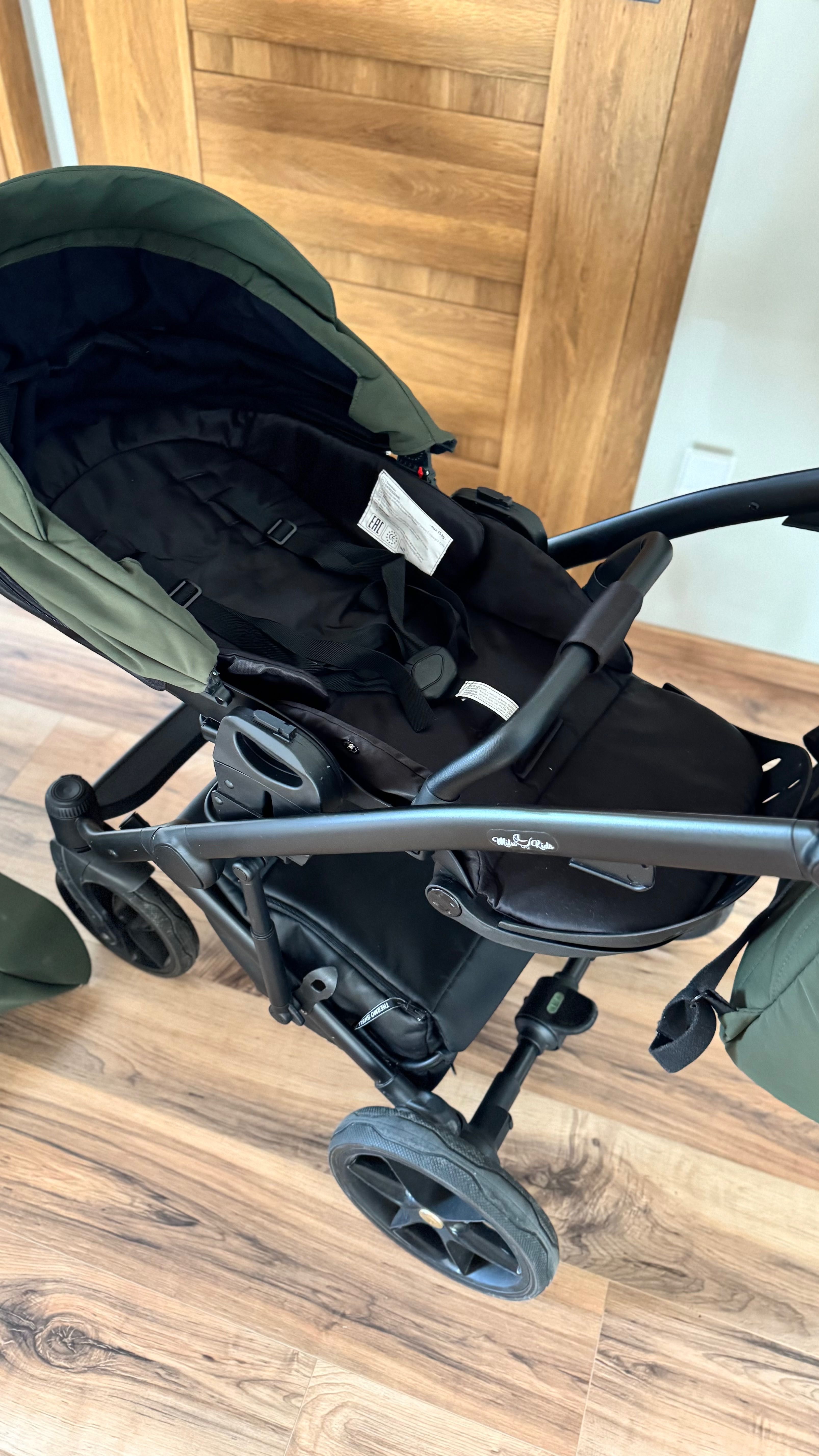 Wózek 2w1 Lluvia Milu Kids butelkowa zieleń gondola spacerówka torba