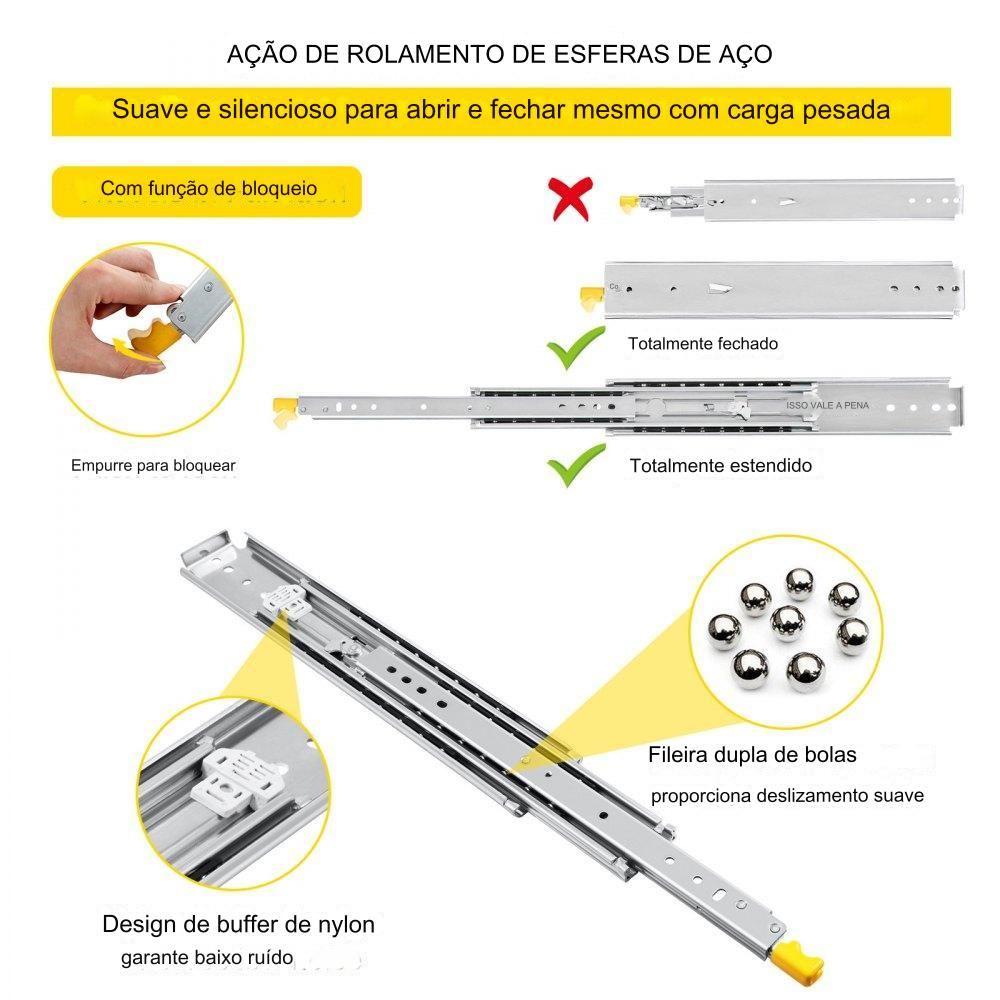 Trilhos de Gaveta de Extensão Total - 101.6-203.2 cm