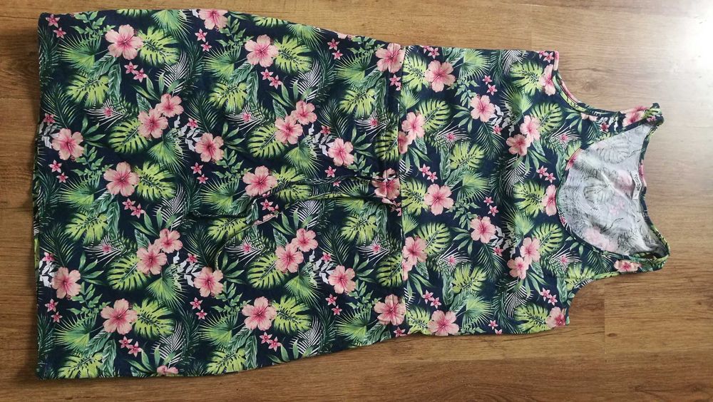 Letnia bawełniana sukienka M/L jak nowa kwiaty liście