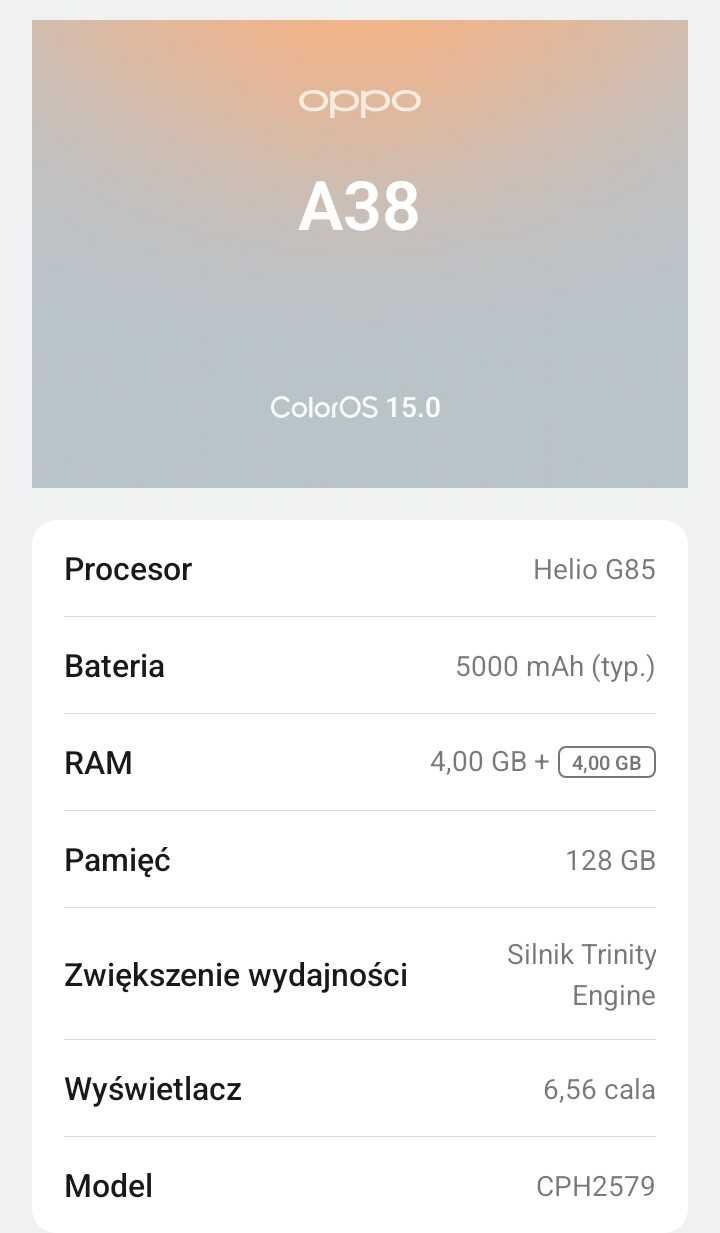 Oppo A38 Android 15