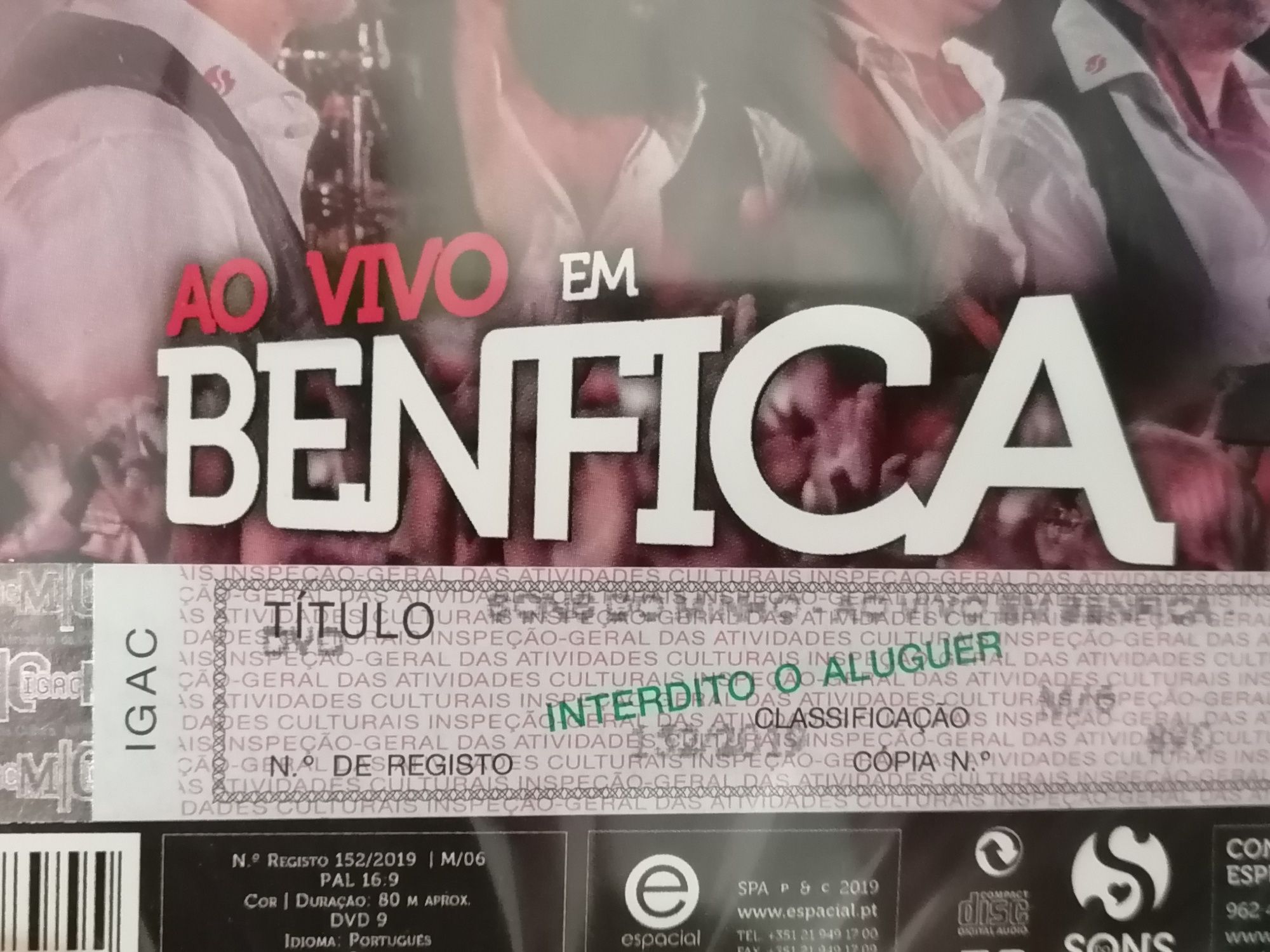 Cd e Dvd Sons do Minho, Ao vivo em Benfica, selado