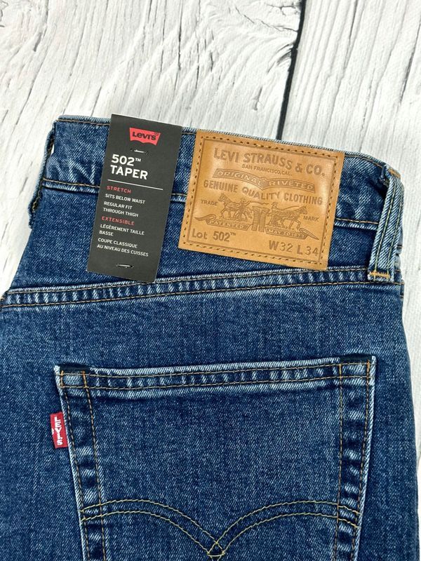 Levis Lot 502 Jeansy Męskie Spodnie Slim Taper Logowane r. W32 L34