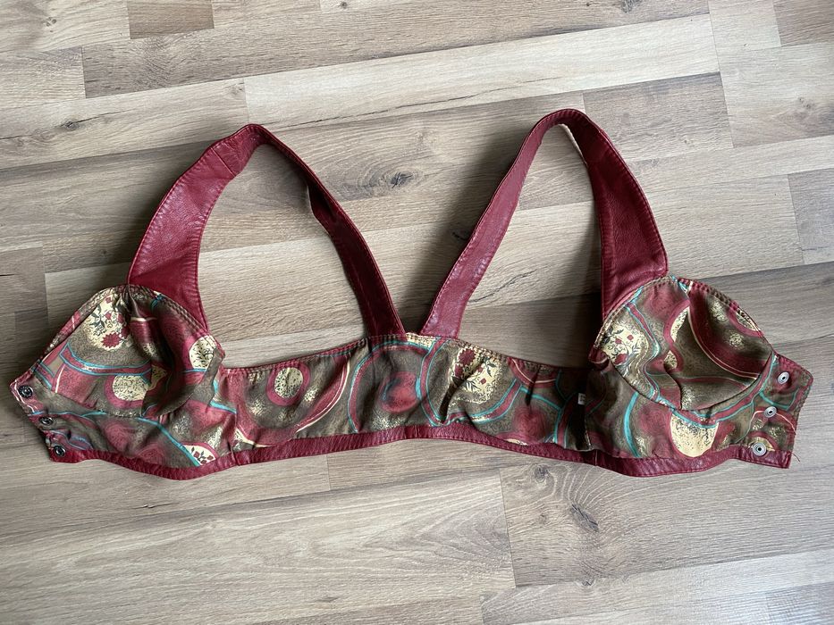 Top skóra naturalna skórzany lata 80 burgundowy czerwony