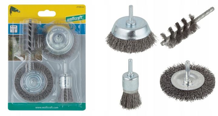 Zestaw Szczotek Drucianych Na Wiertarkę Wolfcraft