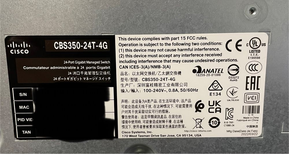 Cisco CBS350-24T-4G 24 Portas