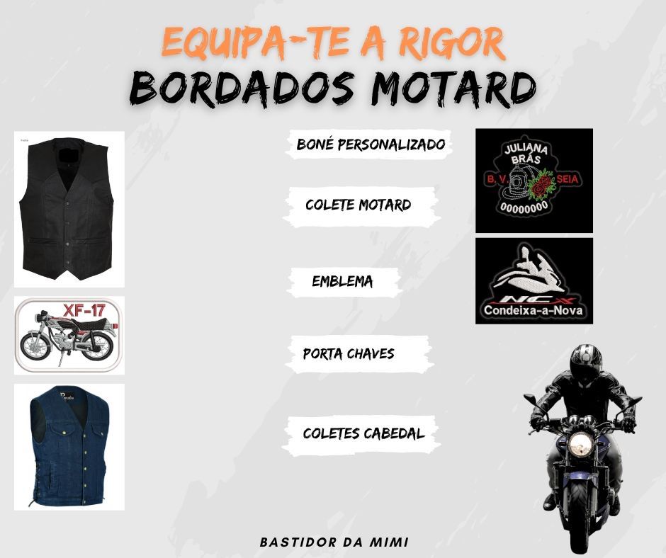 Bordados motos, motorizadas e empresas