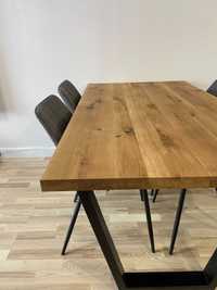 Duży dębowy stół rozkładany- drewno- metal- producent