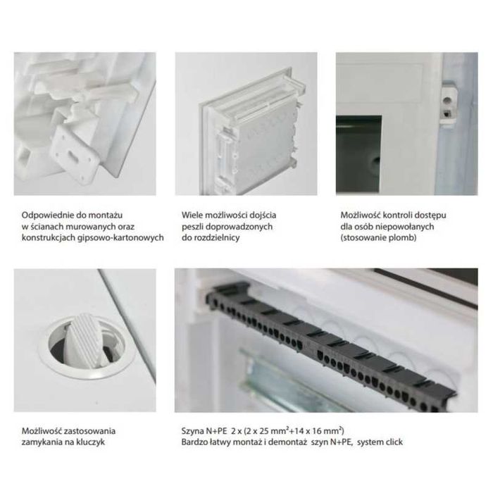 Rozdzielnica 3x12 (+6) P/T drzwi metalowe IP40. Biała