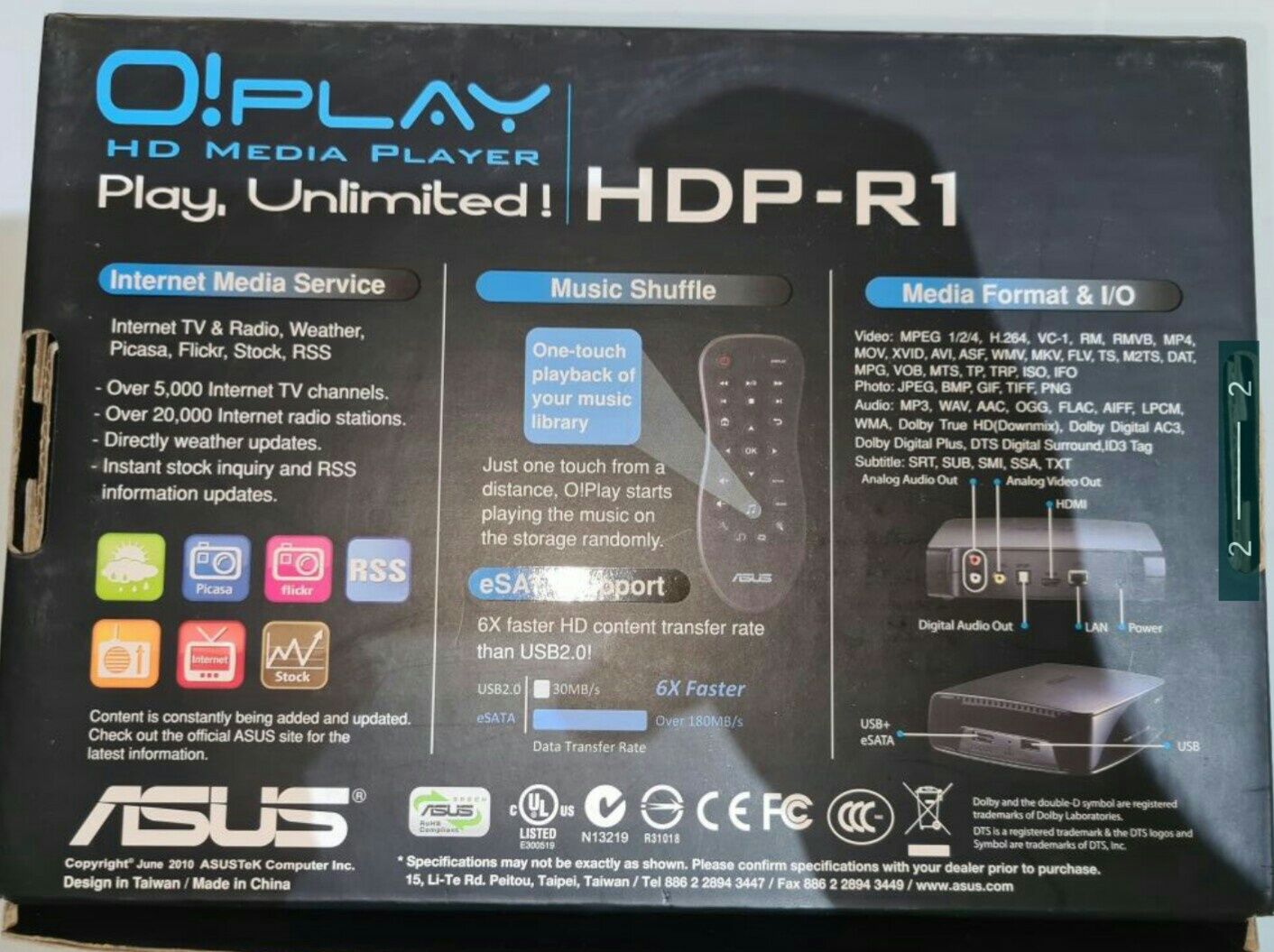 Asus HDP-R1 Leitor multimedia com Sata e usb e ethernet