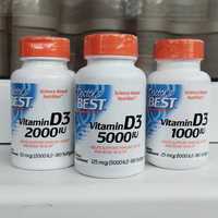 Витамин Д3 1000 МЕ, 2000 МЕ, 5000 МЕ, США, Doctor Best Витамин D3