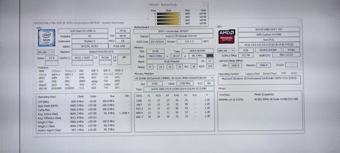 HTPC ITX Xeon RX 6400 2xNVME