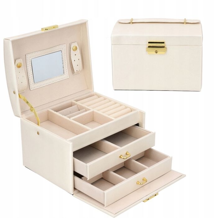 Elegancka szkatułka na biżuterię z lusterkiem – idealny na prezent