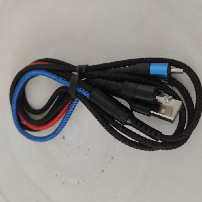 Kabel USB typu 3 w 1 nowy 80 cm