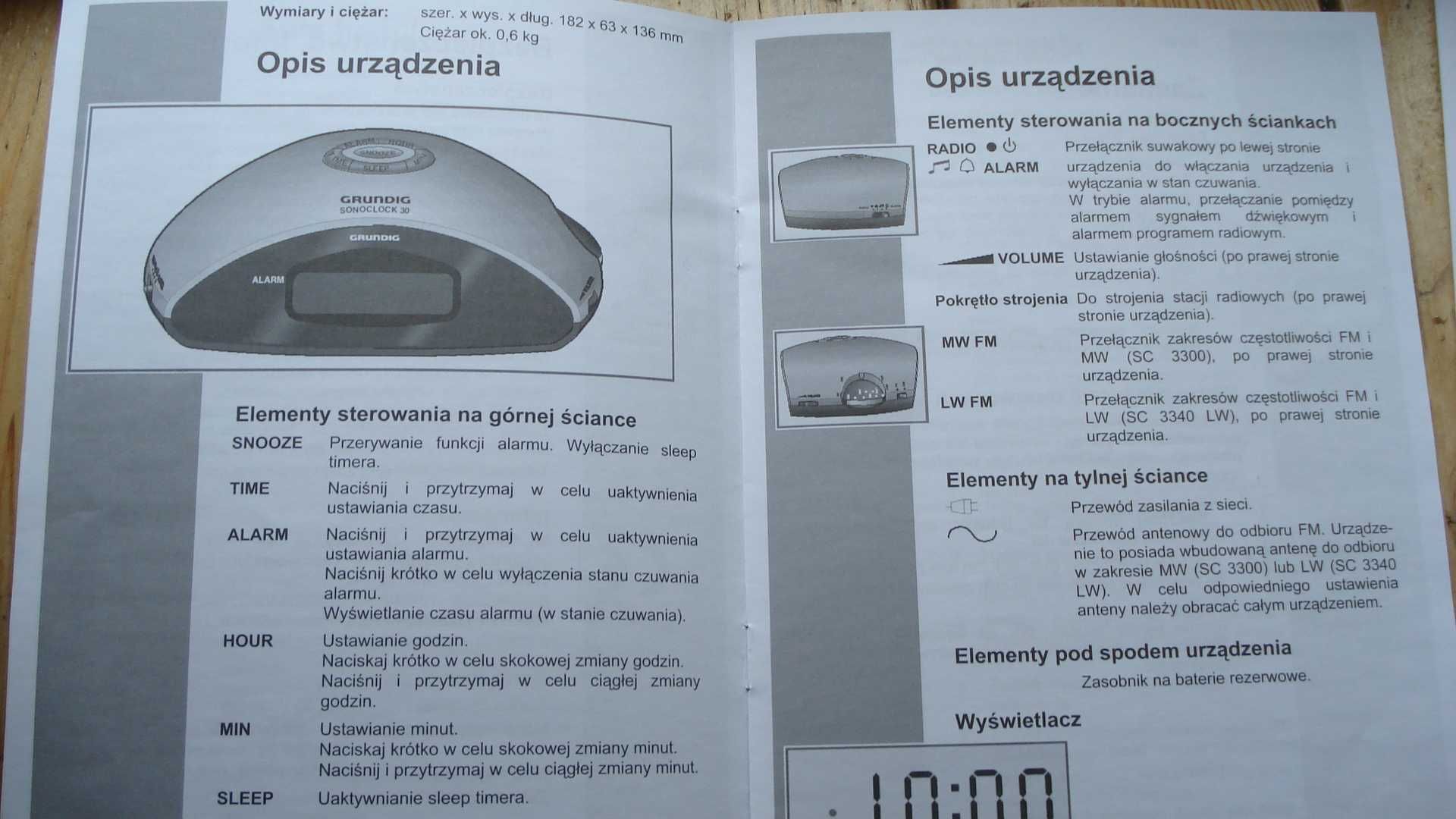 Radiobudzik Grundig SC 3340 LW z instrukcją - sprzedam