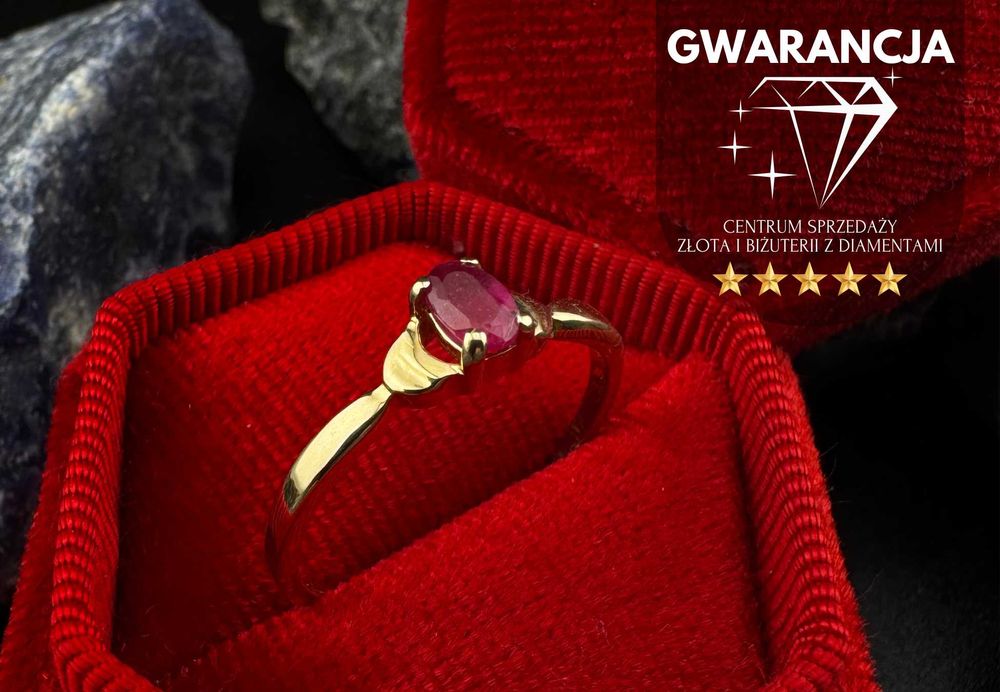 Złoty Pierścionek Klasyczny z Cyrkonią | JAK NOWY | 585 | 1.76g