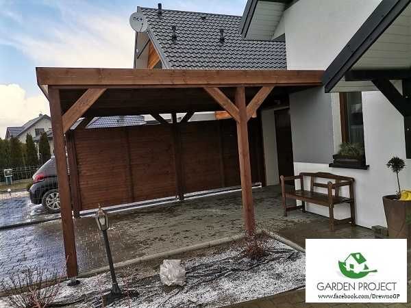 wiata carport płaski dach na jeden samochód montaż