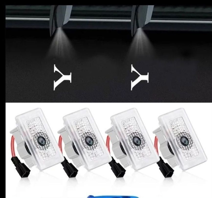 Проекція 3D підсвітка дверей, салону яскрава -біла, синя Tesla Y 3 S X