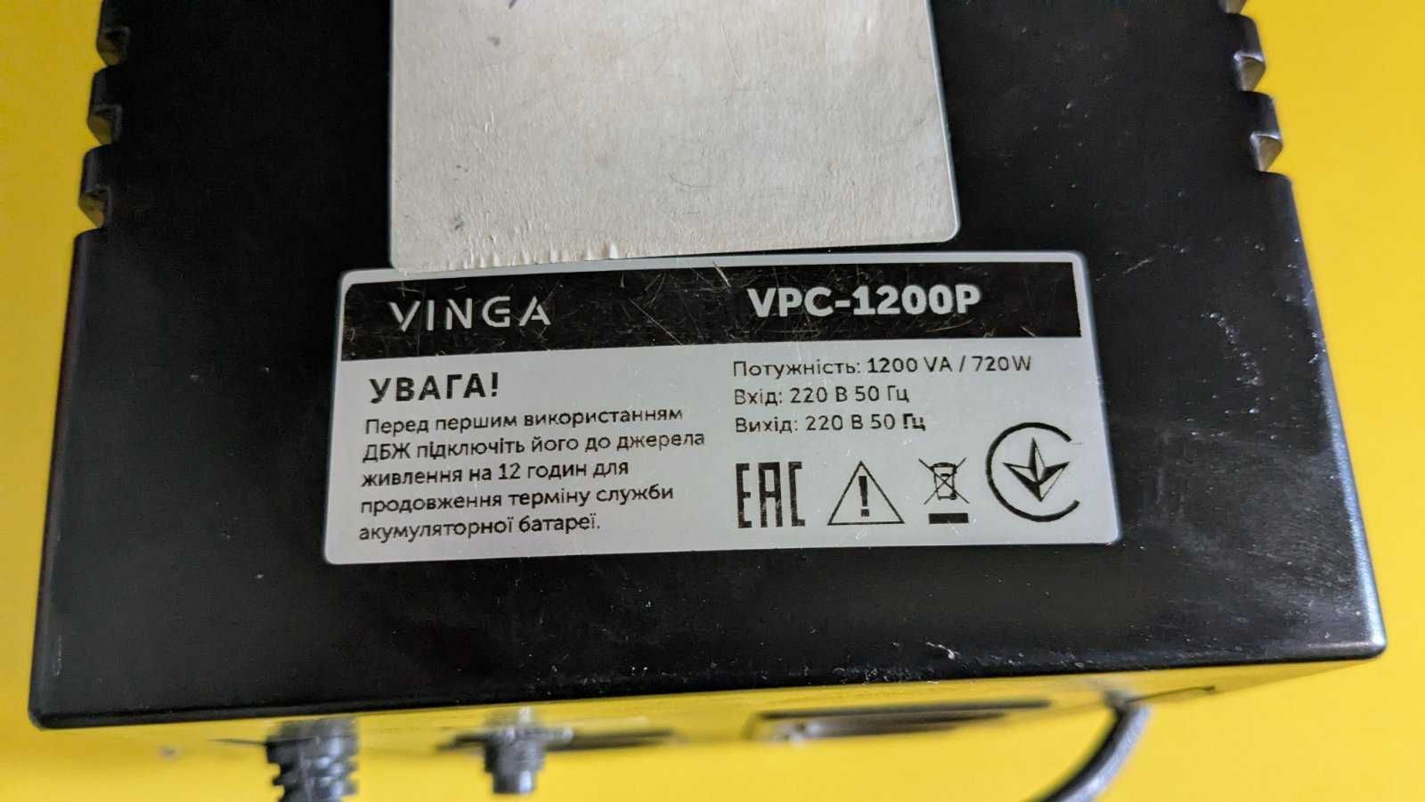 Безперебійник Vinga LCD 1200VA plastic case (VPC-1200P) - Вживаний