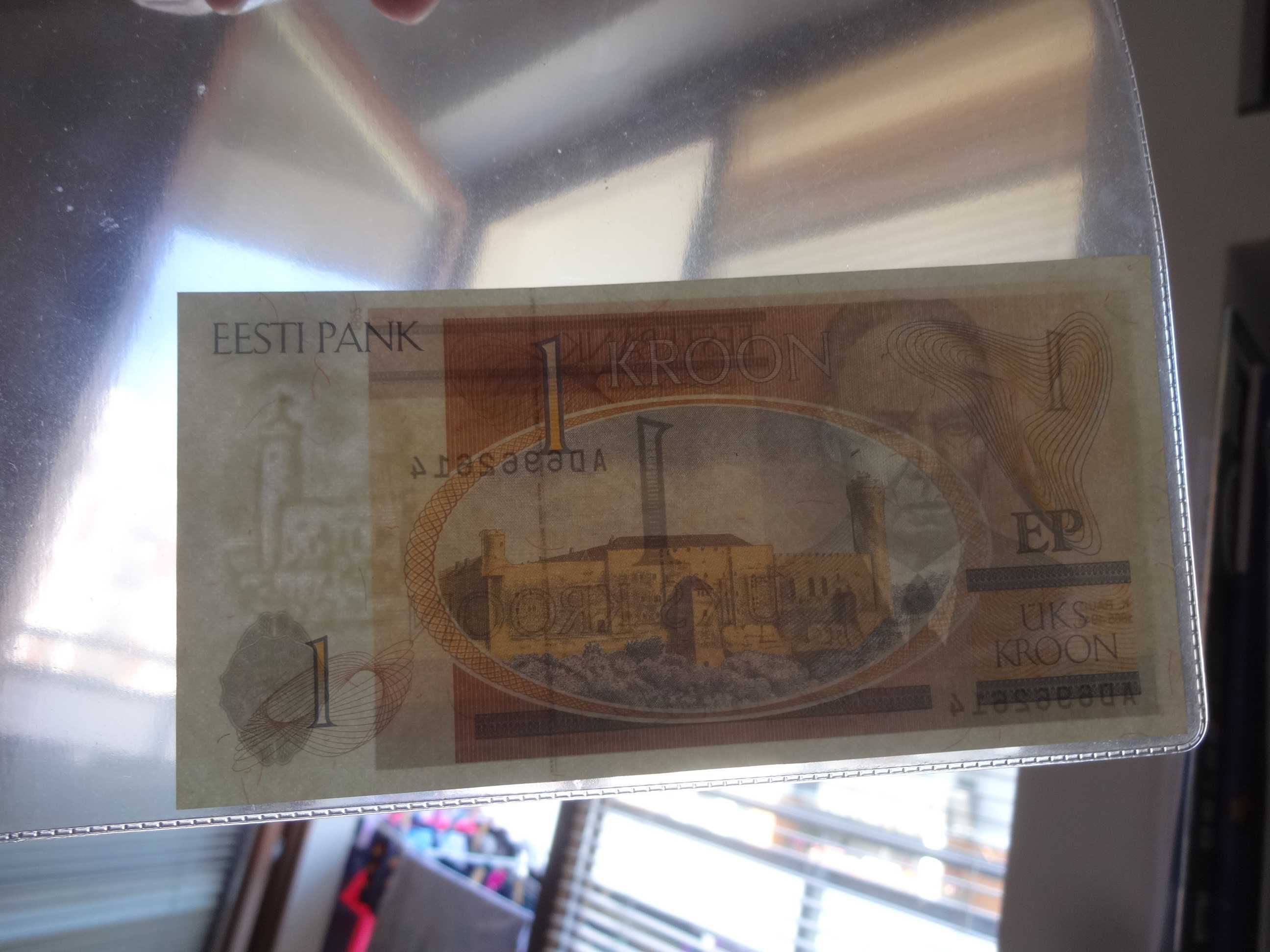 Banknot Estonia EESTI 1 Kroon UNC seria AD