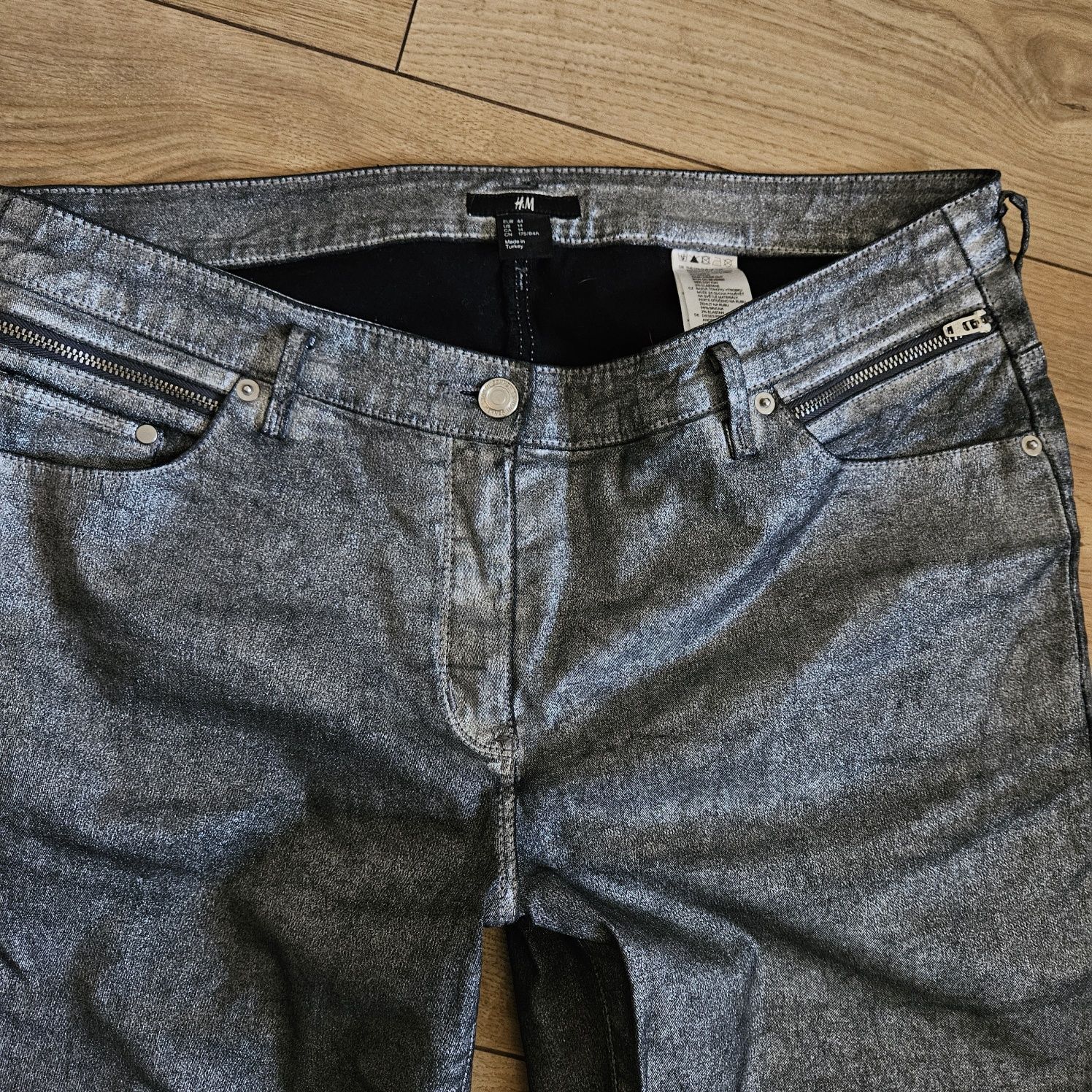 Nowe spodnie h&M czarno srebrne 44 bojówki