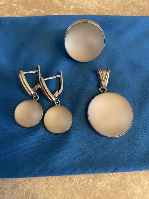 Срібний комплект з нат.камнем,дизайнерська робота