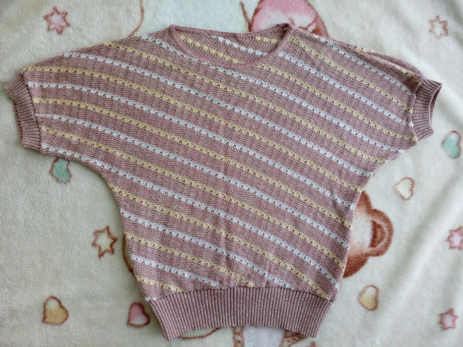 Brązowa kamizelka bluzka w paski ok. 36 - 38 - 40 oversize vintage