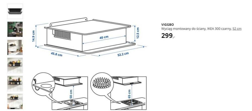 Okap Wiggbo Ikea nowy