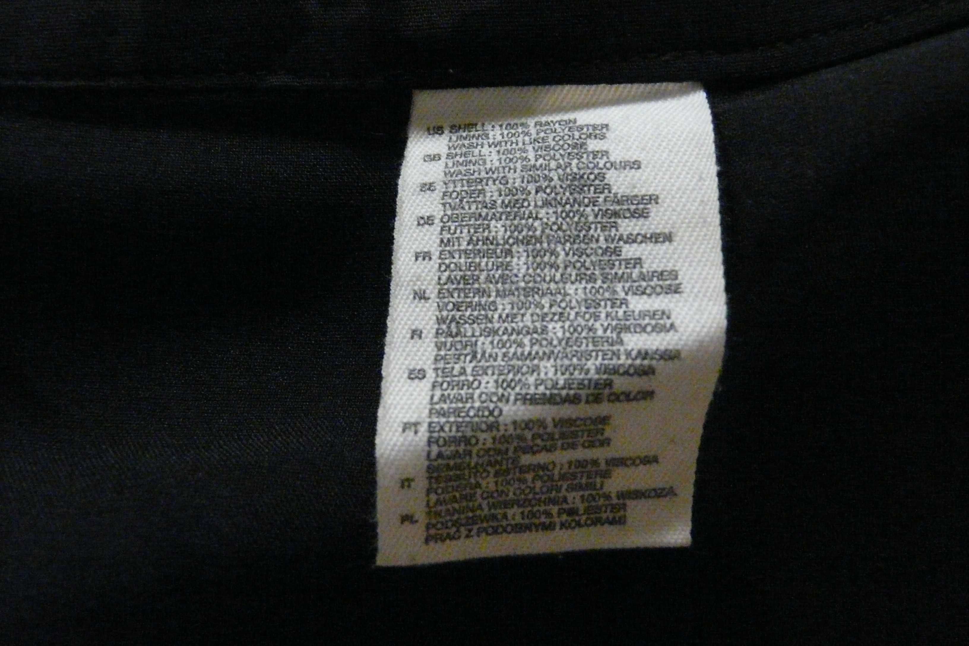 Spódnica H&M, czarna, trapezowa, 100% wiskoza, r. 44.