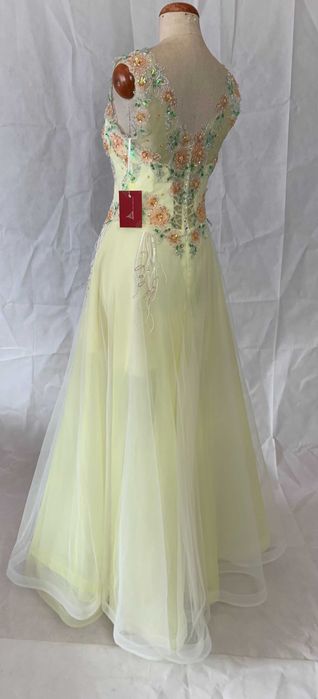 Unikatowa nowa suknia 38 M kolorowa w kwiaty limonkowa balowa na sesję