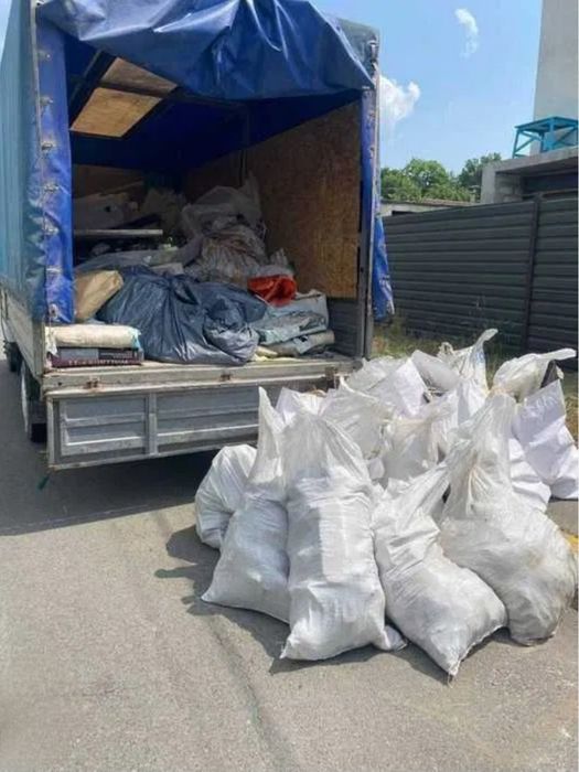 Вывоз мусора хлама после пожара, после прилёта, строительного мусора