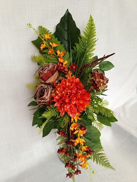 Bukiet do Wazonu Kompozycja Nagrobna Chryzantema pomarańcz model  N25