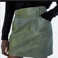 Spódnica Zara z eko skóry rozmiar 34 XS skórzana mini mango