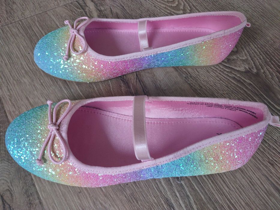 Buty dziewczęce błyszczące baleriny rozmiar 34