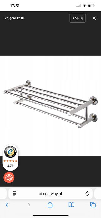 Srebrny  wieszak łazienkowy