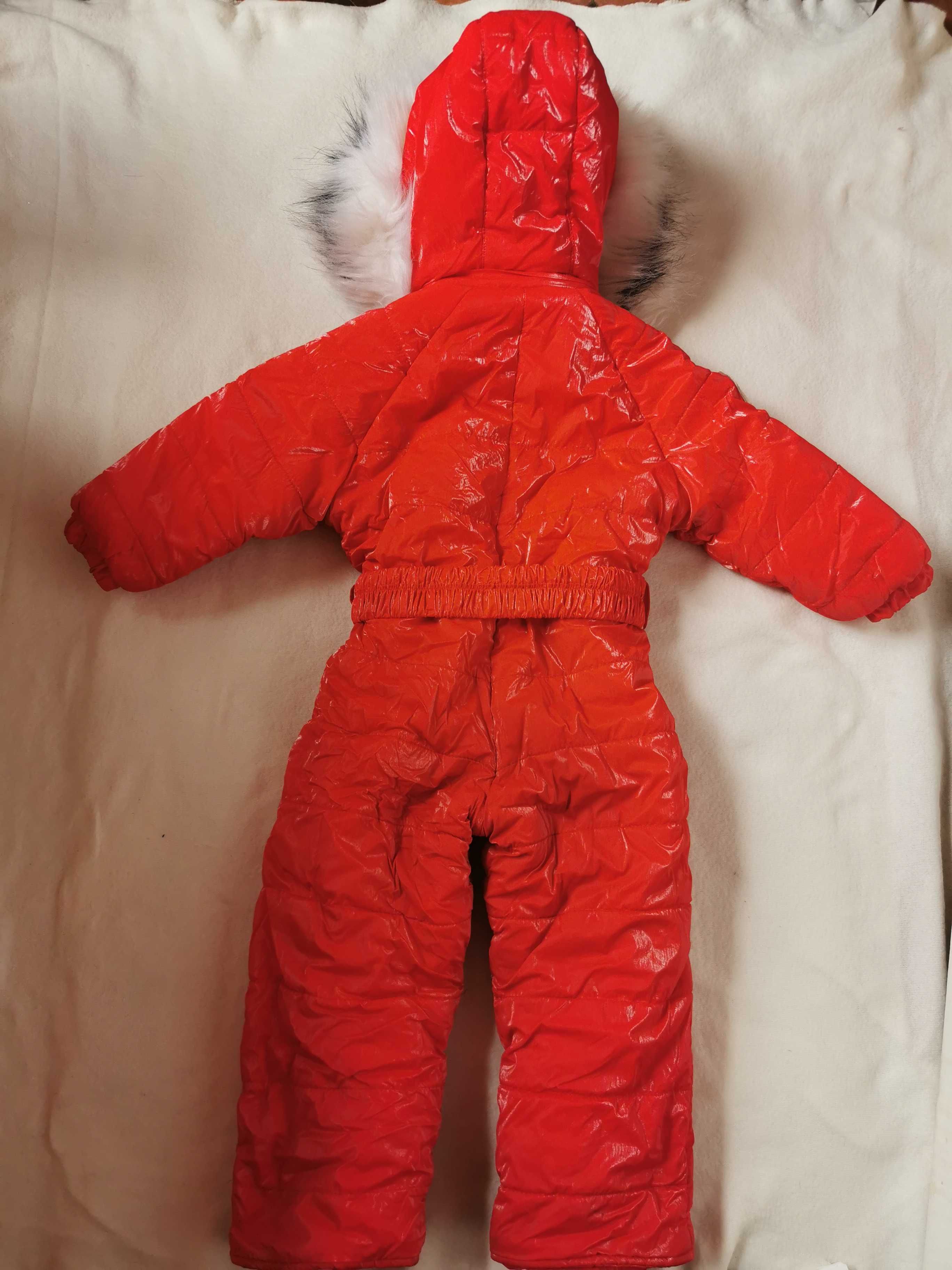Красивый комбинезон зимний на девочку 18-24 месяцев (86 см) красный