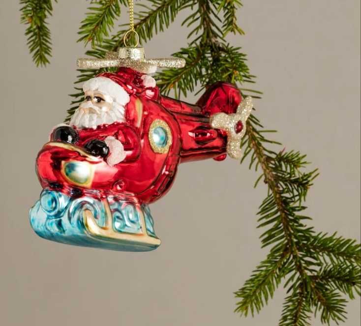 Bombka prezent dla dziecka szklana samolot helikopter