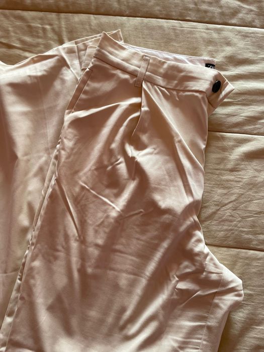 Calças de fato creme NOVAS - tam. XL - Zara