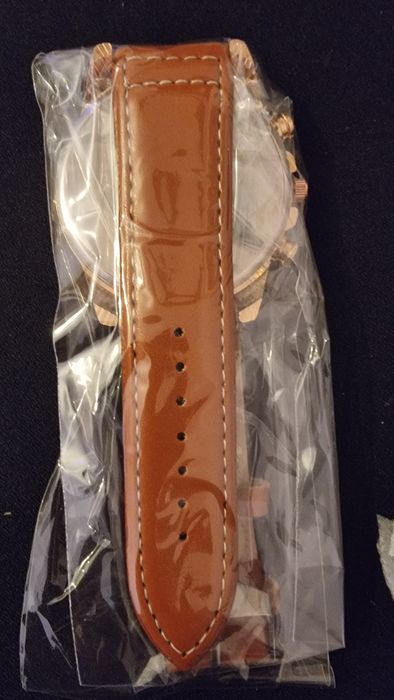 Relógio Masculino Pele Castanho Dourado